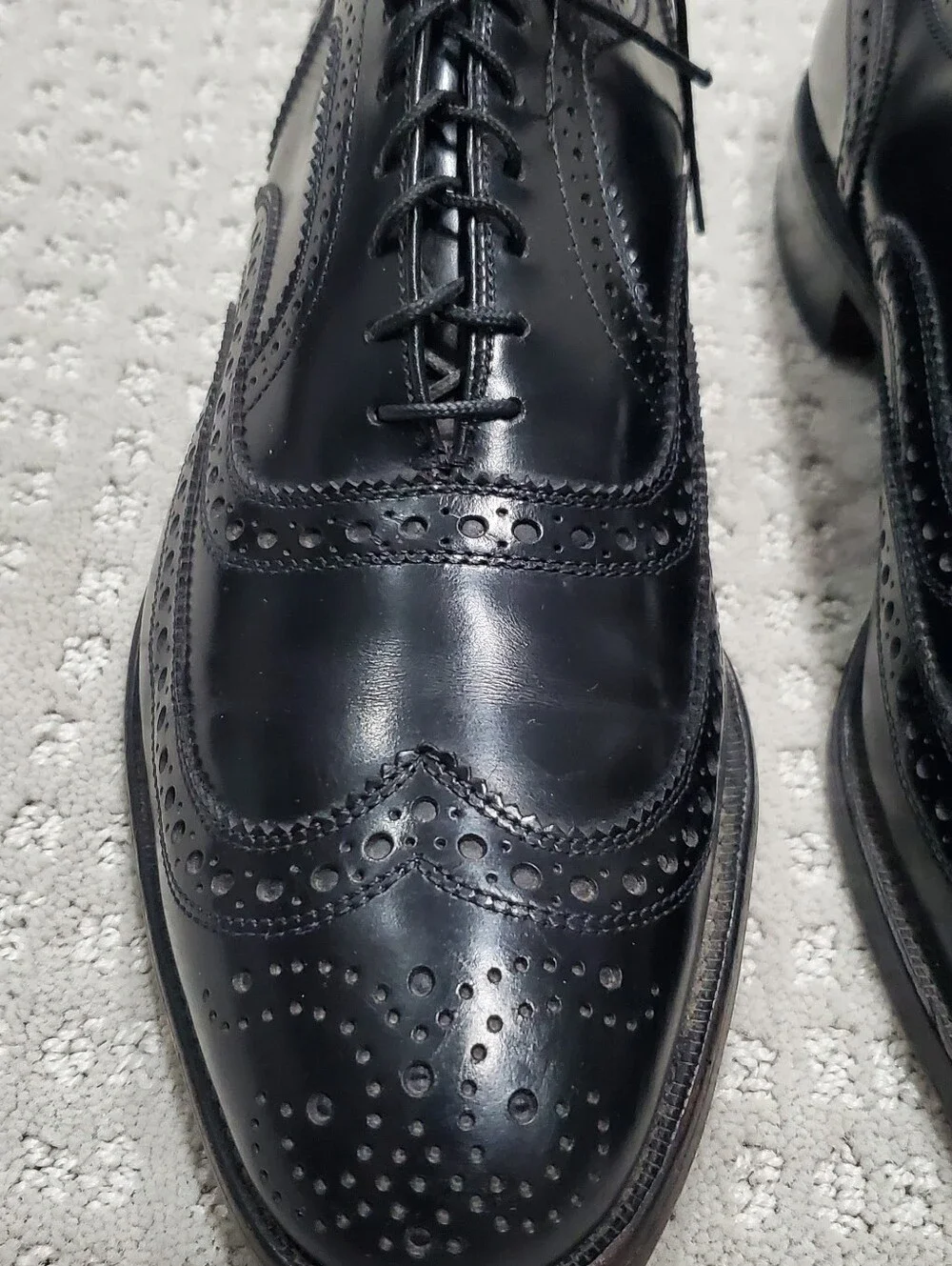 Allen Edmonds McAllister Black Leather Wingtip Oxford Shoes Men Size 8.5 D USA